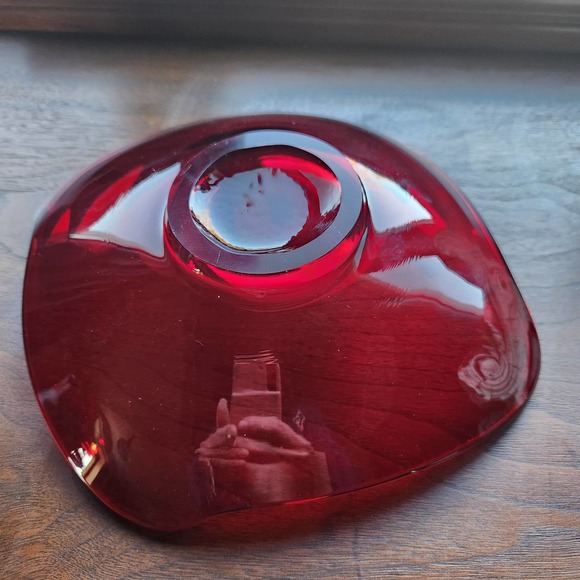 Viking Rare Ruby Red Glass 10" Squared Art Glass Dish - Picture 3 of 5